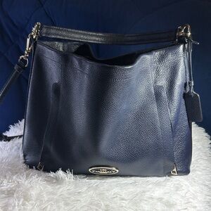 Coach Navy Leather Shoulder Bag